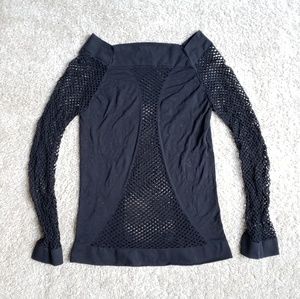 Elegant Black Mesh Long Sleeve Top